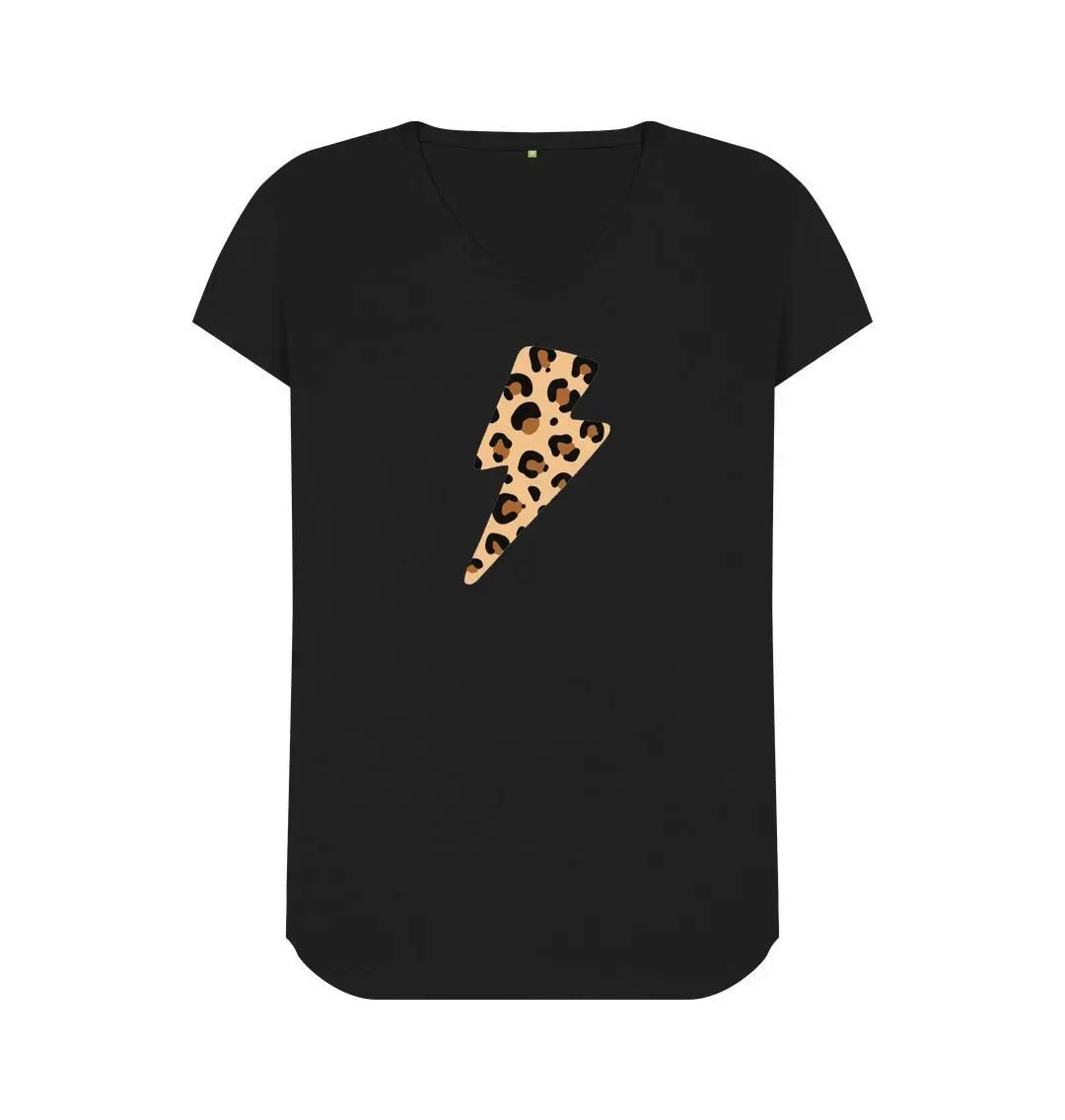 Leopard print lightning bolt V neck large print - Trend Tonic
