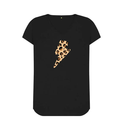 Leopard print lightning bolt V neck large print - Trend Tonic