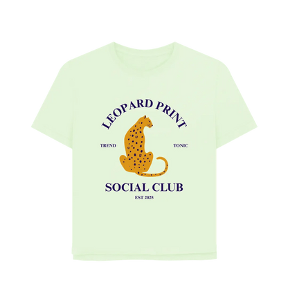 Leopard print social club relaxed fit t-shirt - Trend Tonic