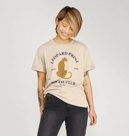 Leopard print social club relaxed fit t-shirt - Trend Tonic