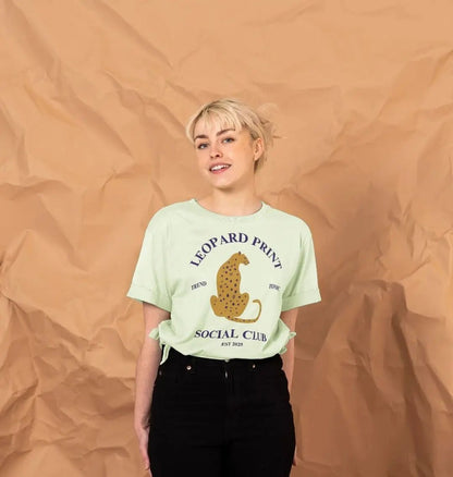 Leopard print social club relaxed fit t-shirt - Trend Tonic