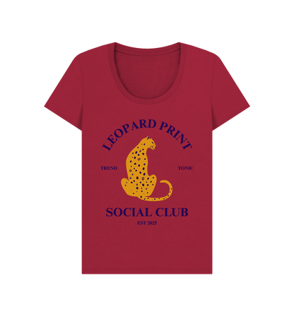 Leopard print social club scoop neck t-shirt - Trend Tonic
