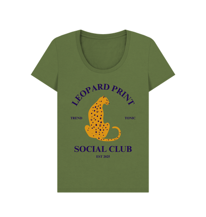 Leopard print social club scoop neck t-shirt - Trend Tonic