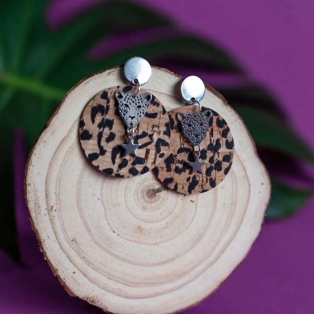 Leopard print statement circle earrings - Trend Tonic
