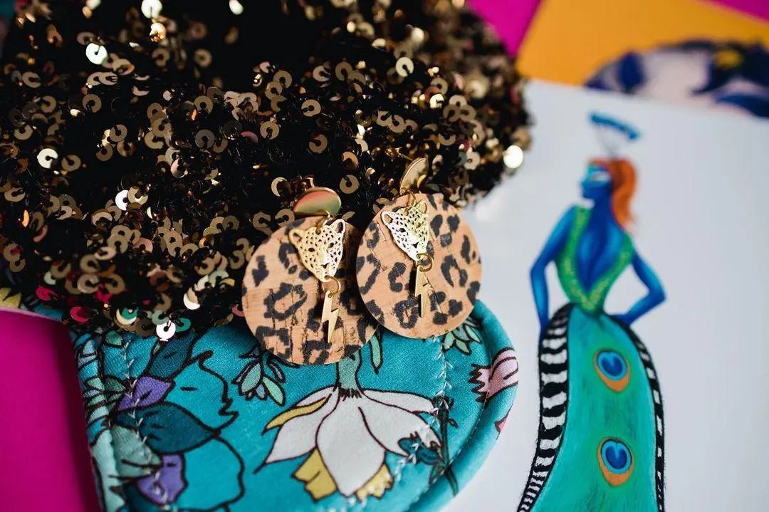 Leopard print statement circle earrings - Trend Tonic