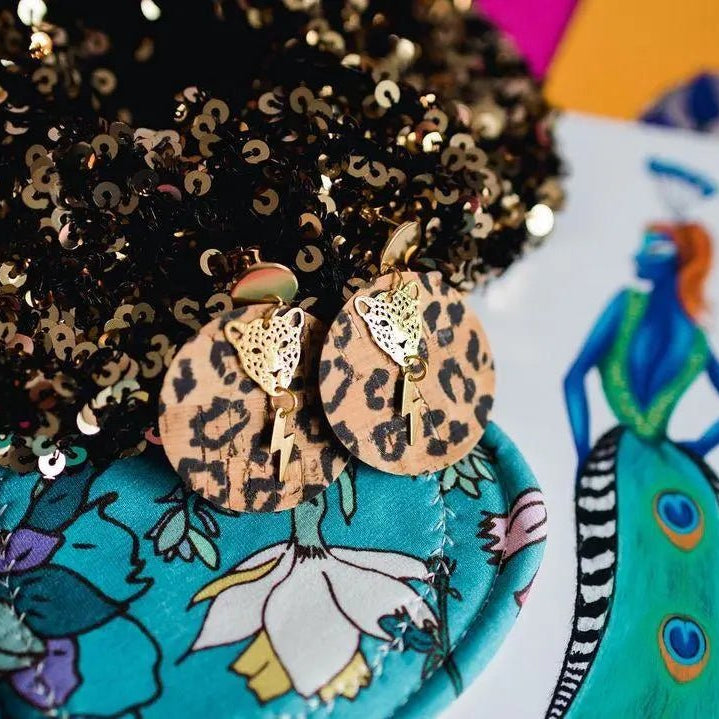 Leopard print statement circle earrings - Trend Tonic
