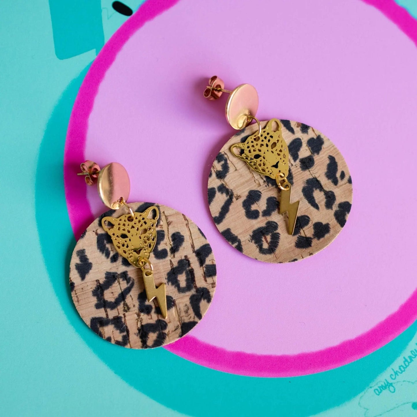 Leopard print statement circle earrings - Trend Tonic