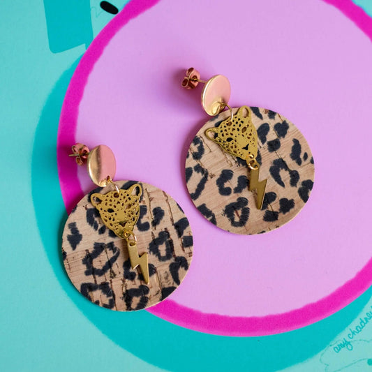 Leopard print statement circle earrings - Trend Tonic