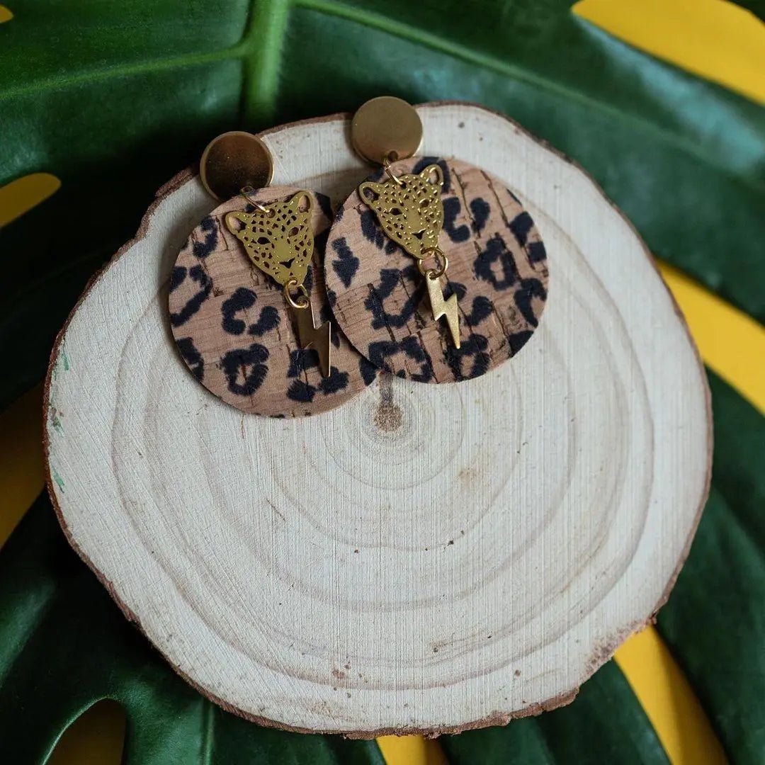 Leopard print statement circle earrings - Trend Tonic