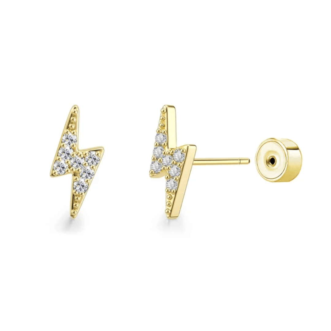 Lightning bolt flat back stud earrings - Trend Tonic