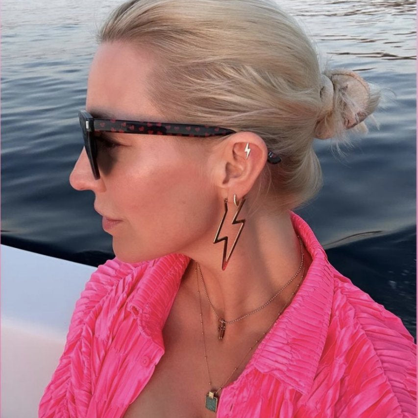 Lightning Bolt Hoop Earrings - Trend Tonic