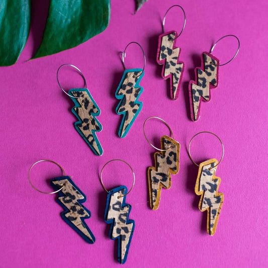 Limited Edition double layered leopard lightning bolt hoop earrings - Trend Tonic