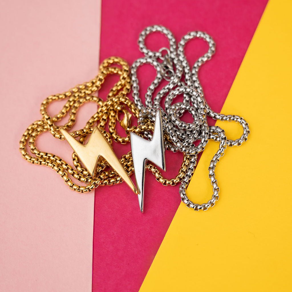 Long chunky lightning bolt necklace - Trend Tonic