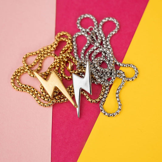 Long chunky lightning bolt necklace - Trend Tonic