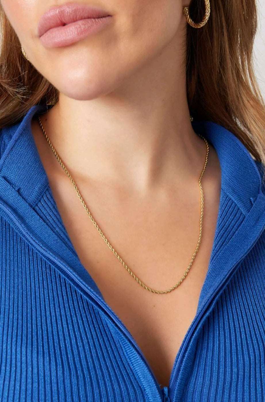 Long twist rope chain gold necklace - Trend Tonic