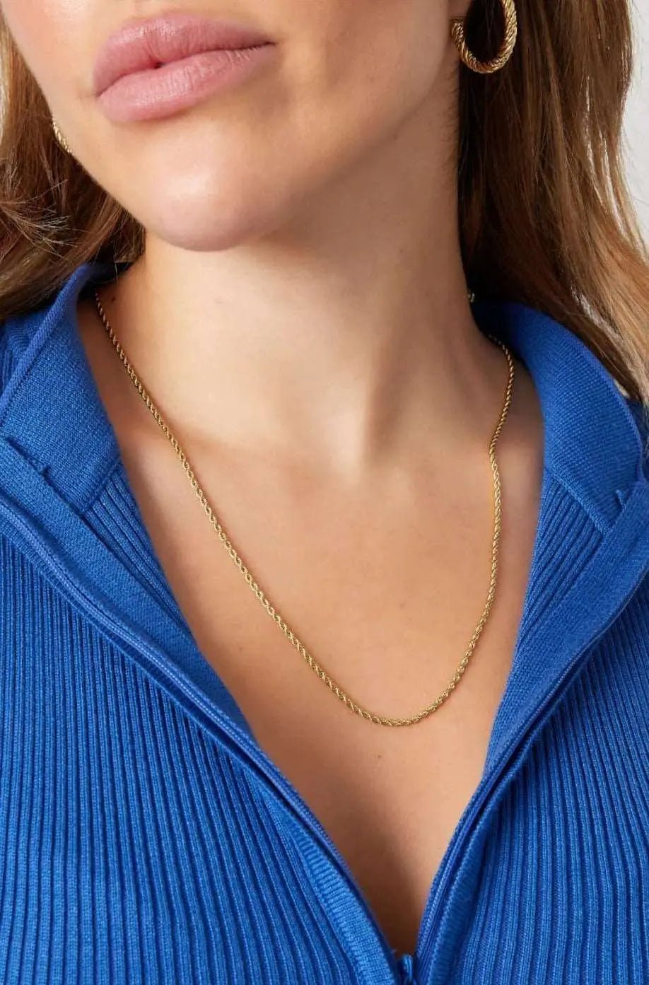 Long twist rope chain silver necklace - Trend Tonic