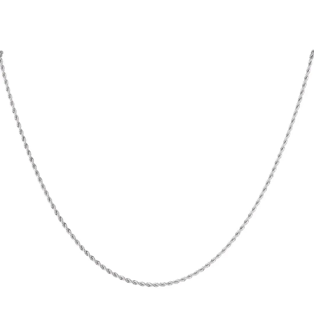 Long twist rope chain silver necklace - Trend Tonic