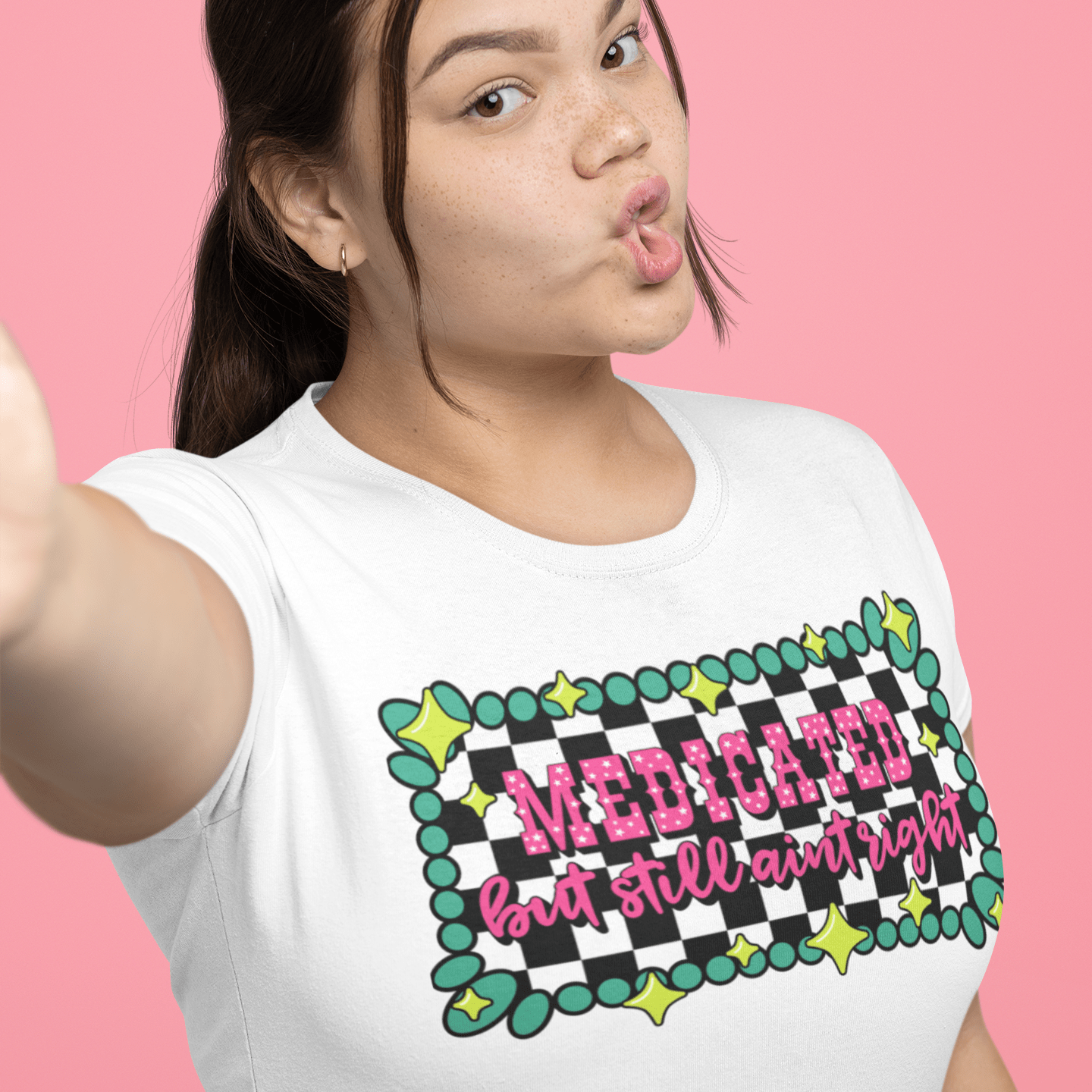 Medicated But Still Ain’t Right crew neck t-shirt - Trend Tonic