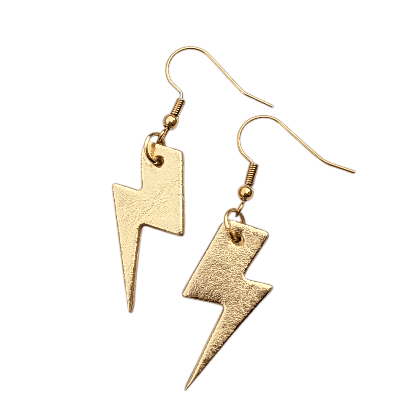 Mini gold and leopard print lightning bolt earrings - Trend Tonic