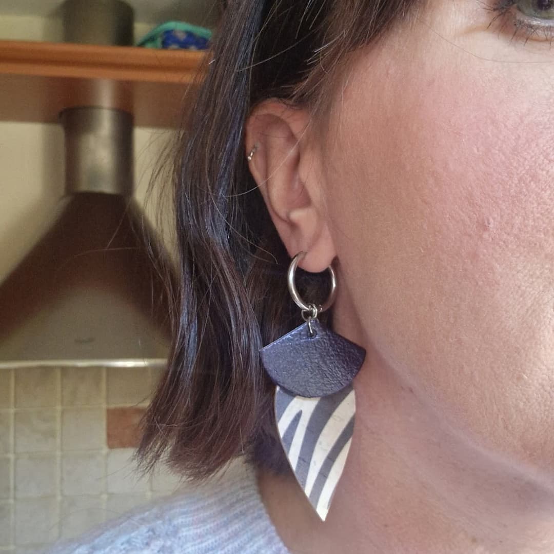 Multi piece zebra, silver, blue leopard and metallic blue fan earring charm set - Trend Tonic