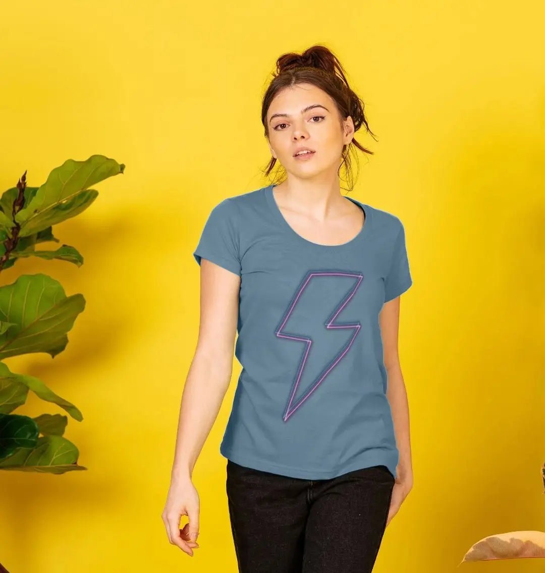 Neon lightning bolt scoop neck t-shirt - Trend Tonic