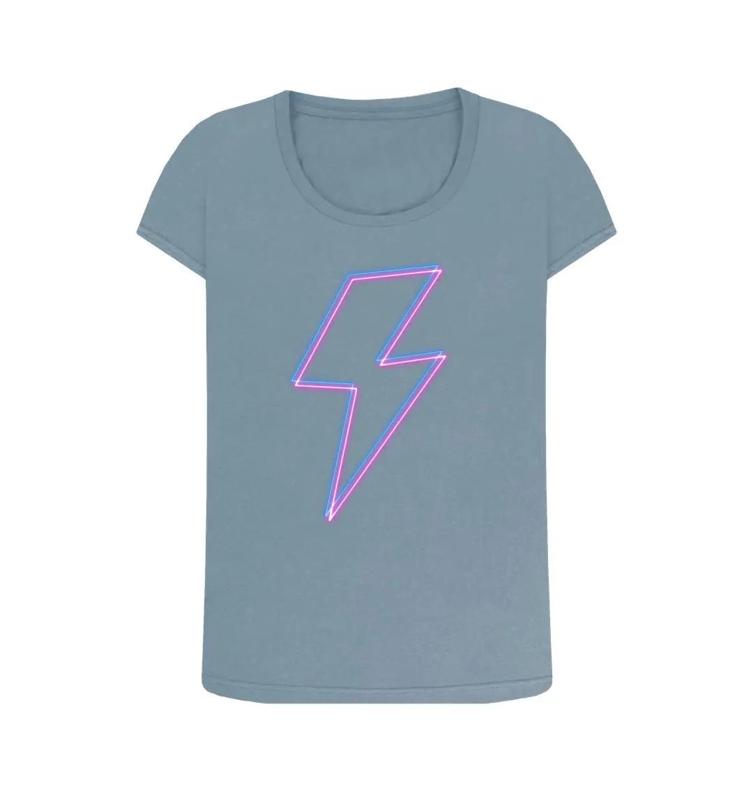 Neon lightning bolt scoop neck t-shirt - Trend Tonic