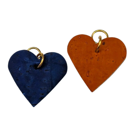 Orange and navy mini heart cork charms - Trend Tonic