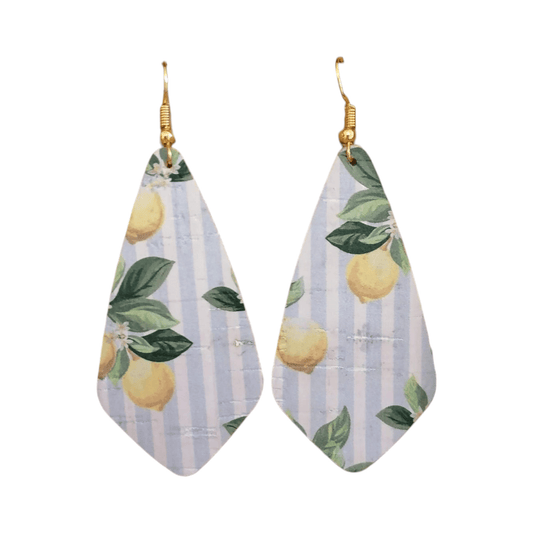 Pale Blue Striped Lemon Cork Diamond Earrings - Trend Tonic