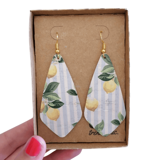 Pale Blue Striped Lemon Cork Diamond Earrings - Trend Tonic