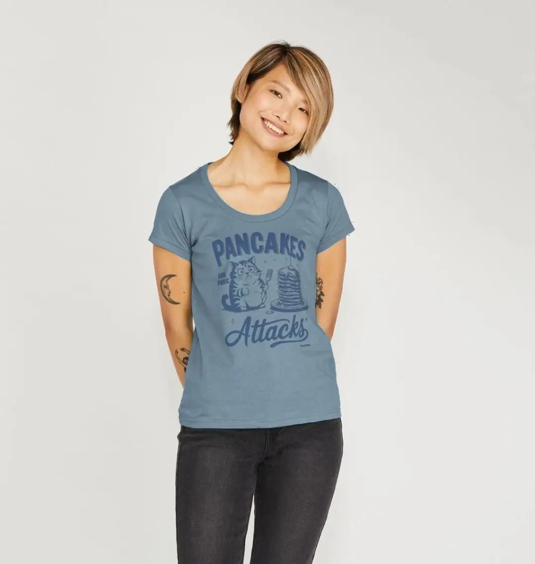 Pancakes and panic attacks scoop neck t-shirt - Trend Tonic