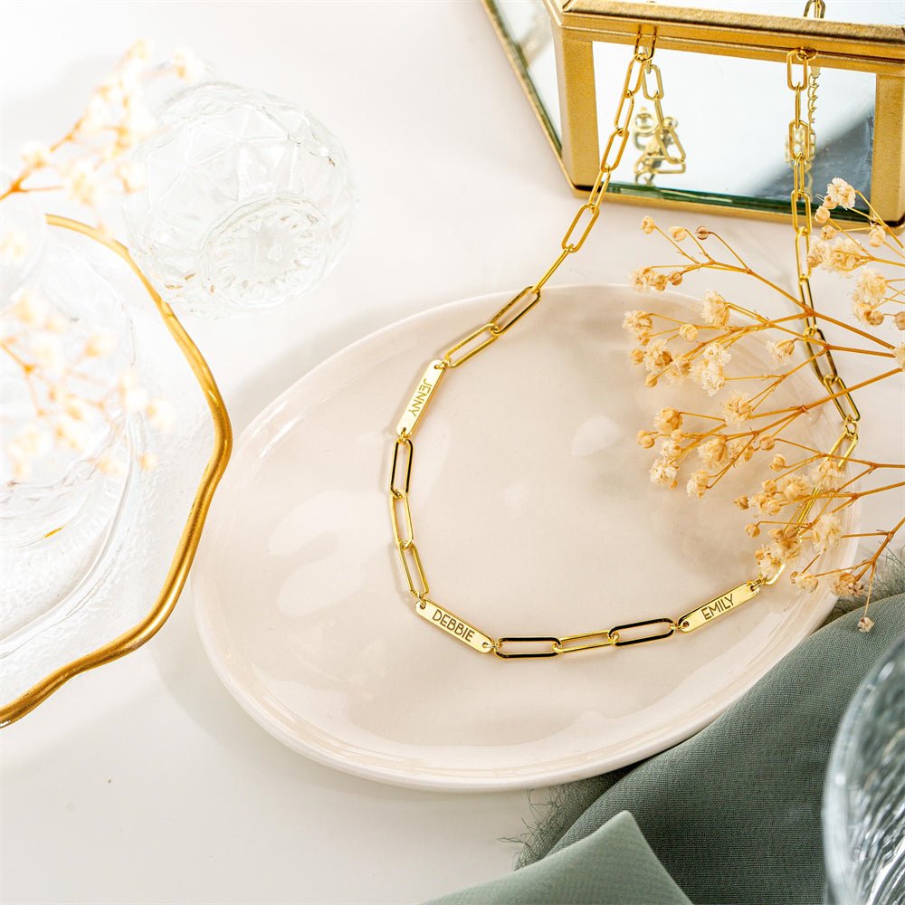 Paperclip engraved name necklace - Trend Tonic