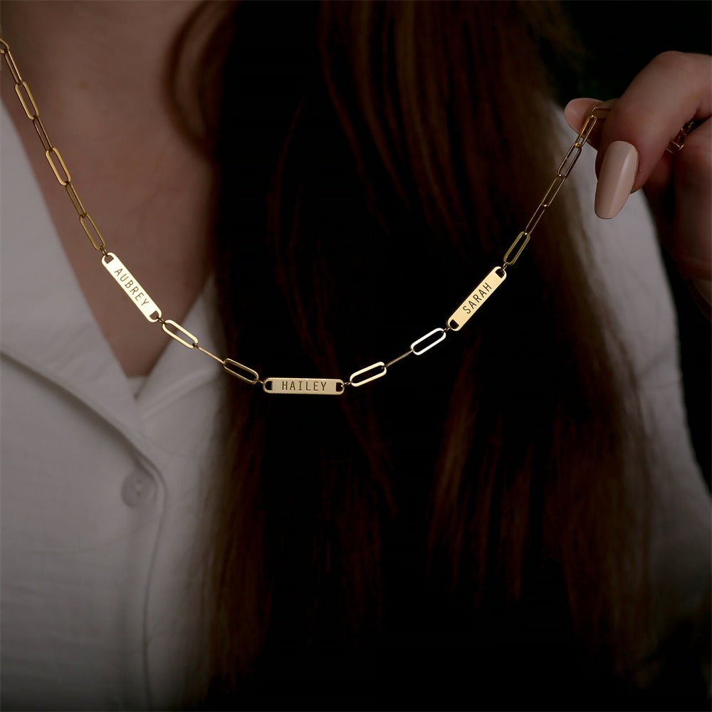 Paperclip engraved name necklace - Trend Tonic
