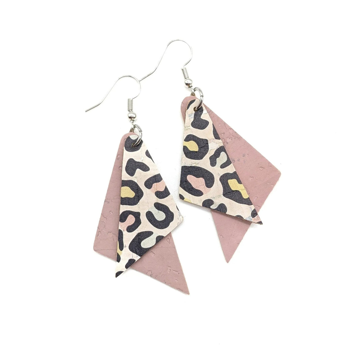 Pastel leopard cork shard earrings - Trend Tonic