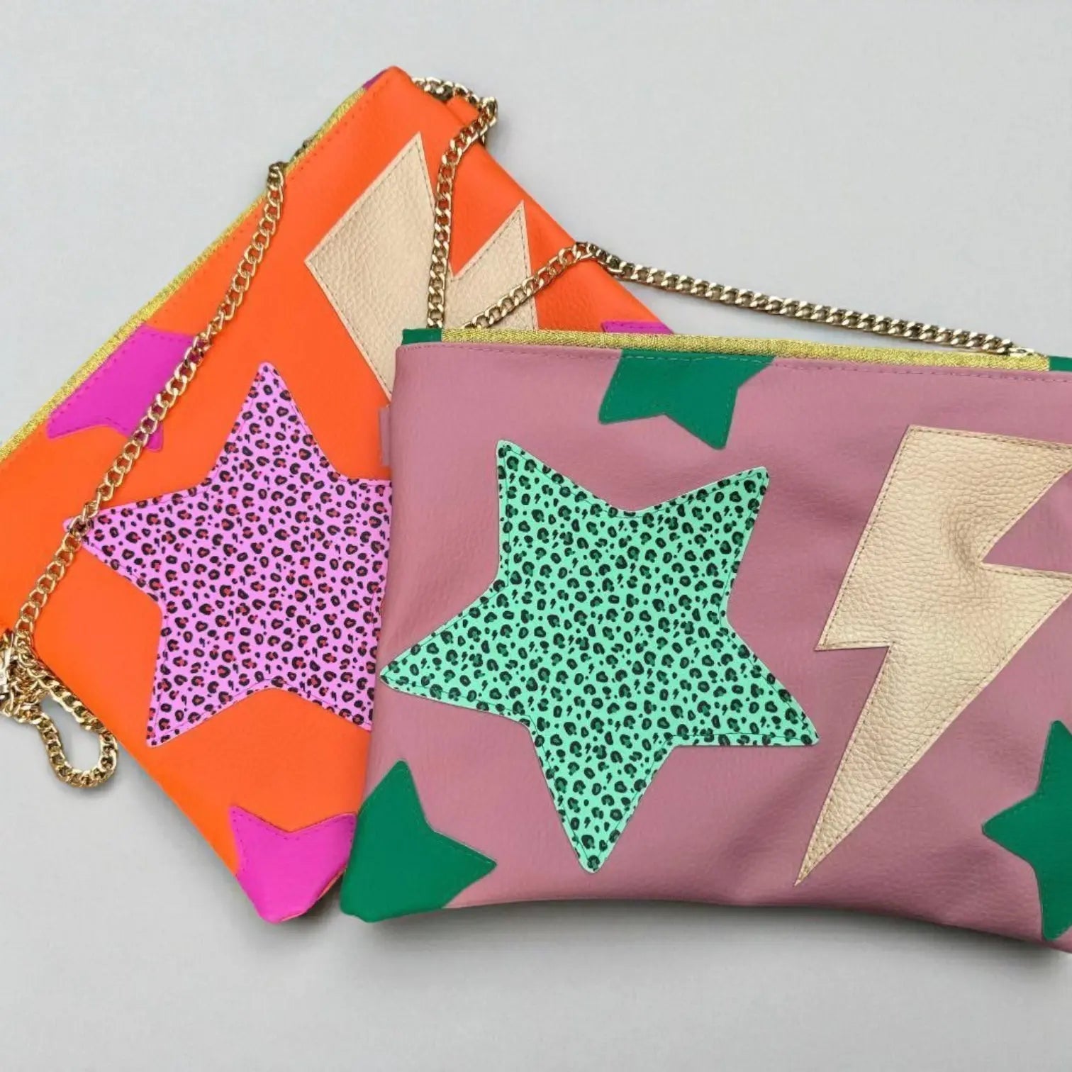 Peach and green lightning bolt star bag - Trend Tonic