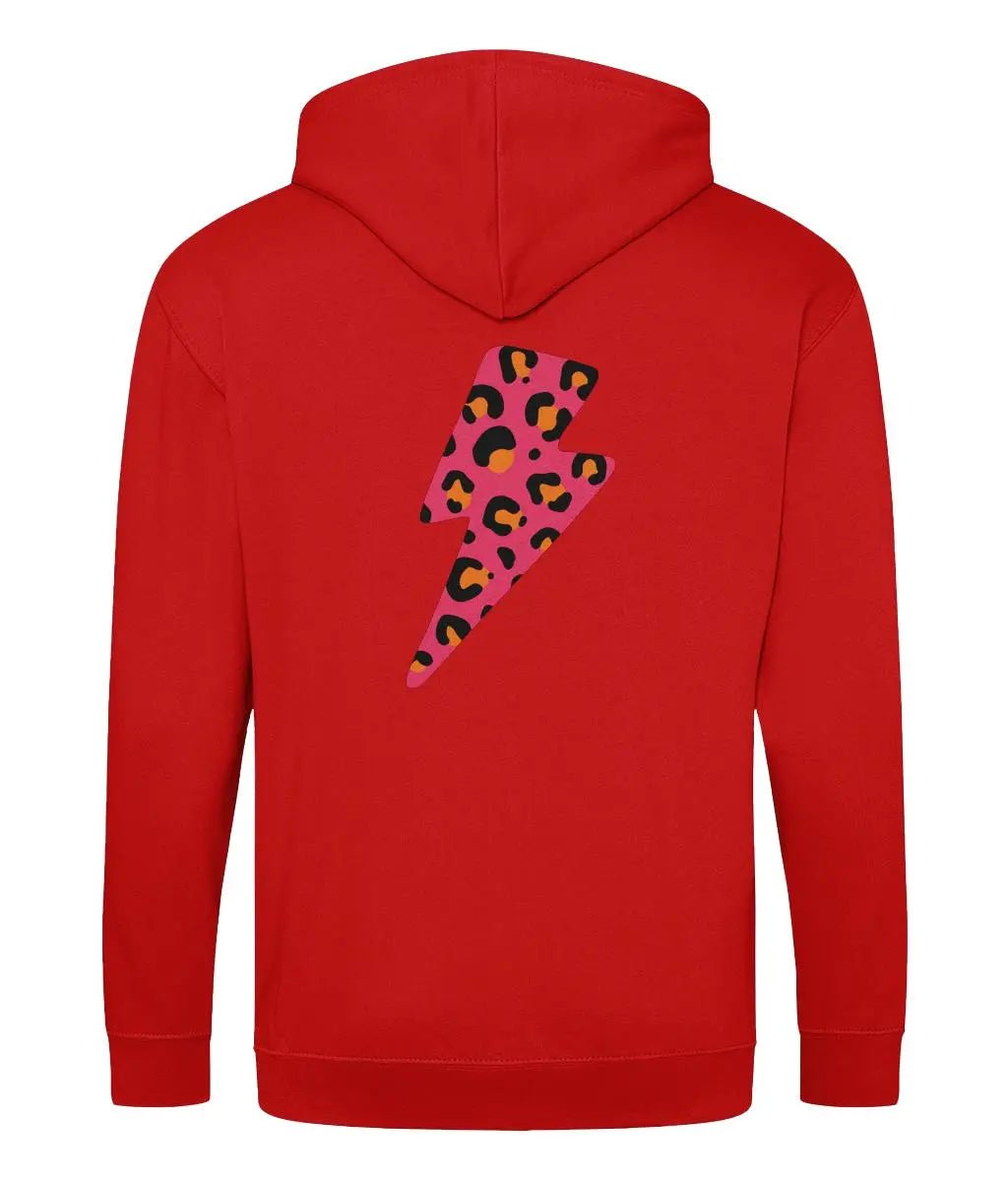 Pink and orange lightning bolt zip up hoodie1