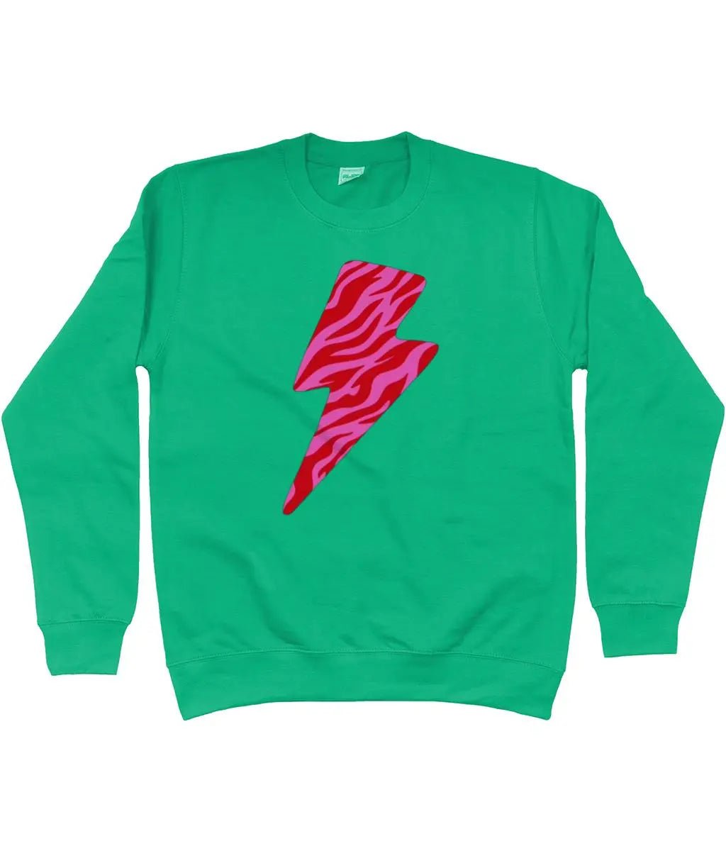 Pink and red zebra lightning bolt AWDis Sweatshirt - Trend Tonic