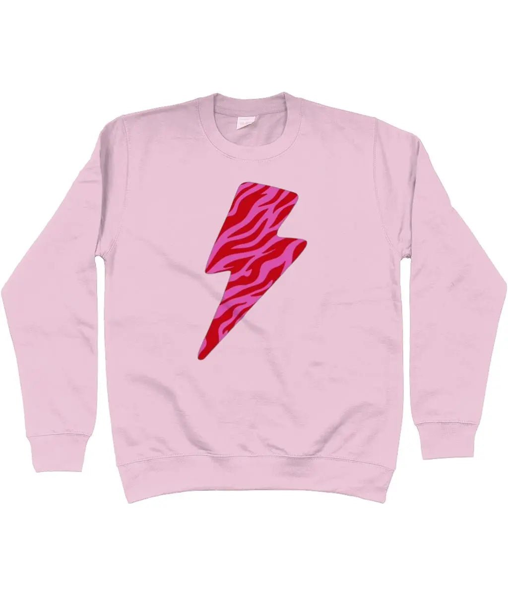 Pink and red zebra lightning bolt AWDis Sweatshirt - Trend Tonic