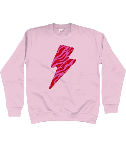 Pink and red zebra lightning bolt AWDis Sweatshirt - Trend Tonic