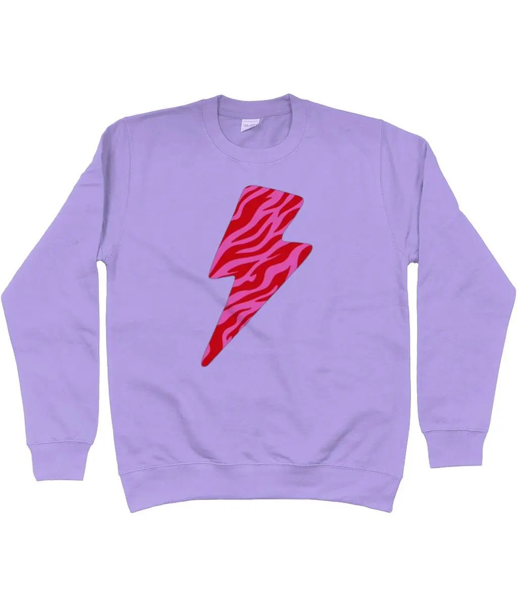 Pink and red zebra lightning bolt AWDis Sweatshirt - Trend Tonic