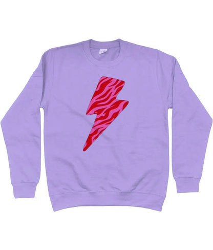 Pink and red zebra lightning bolt AWDis Sweatshirt - Trend Tonic