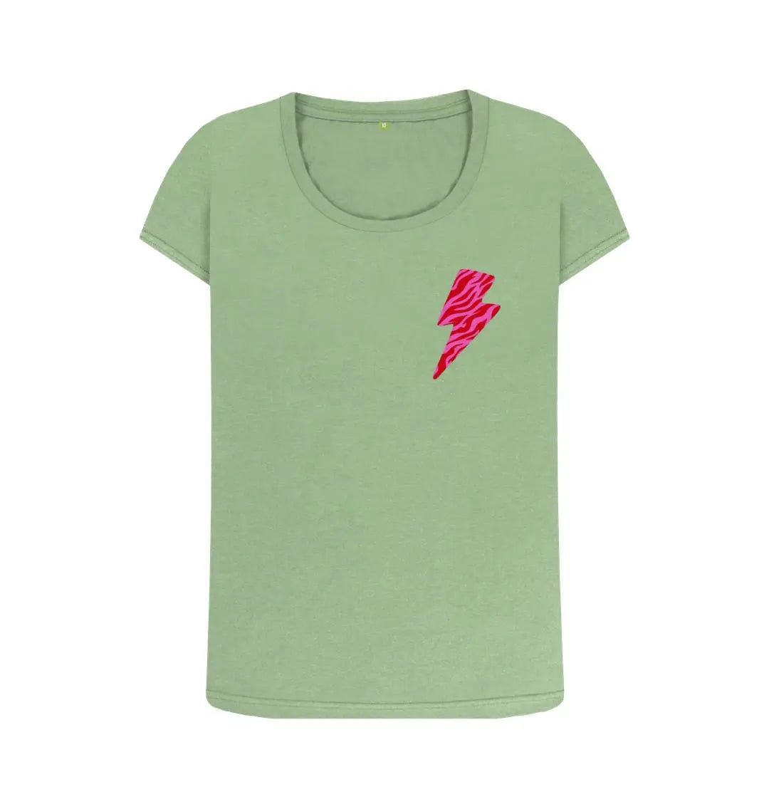 Pink and red zebra print lightning bolt scoop neck t-shirt - Trend Tonic