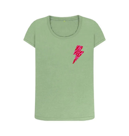 Pink and red zebra print lightning bolt scoop neck t-shirt - Trend Tonic