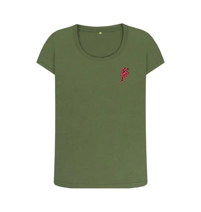 Pink and yellow leopard print scoop neck tshirt - Trend Tonic