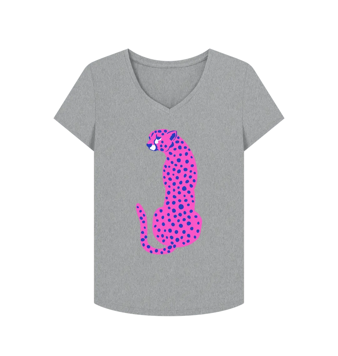 Pink cheetah V neck t-shirt - Trend Tonic
