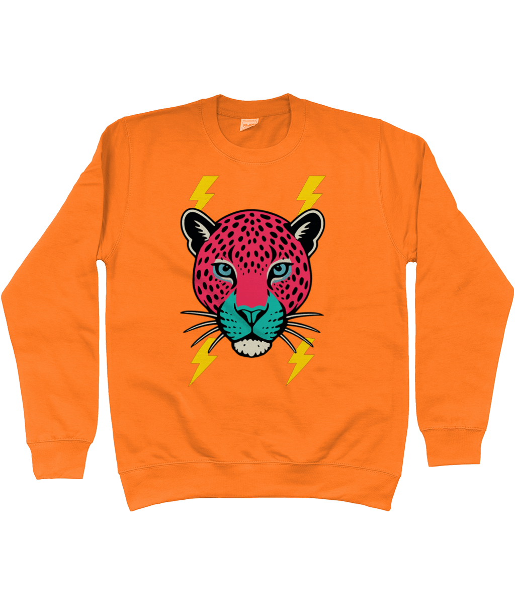 Pink face leopard lightning bolt sweatshirt - Trend Tonic
