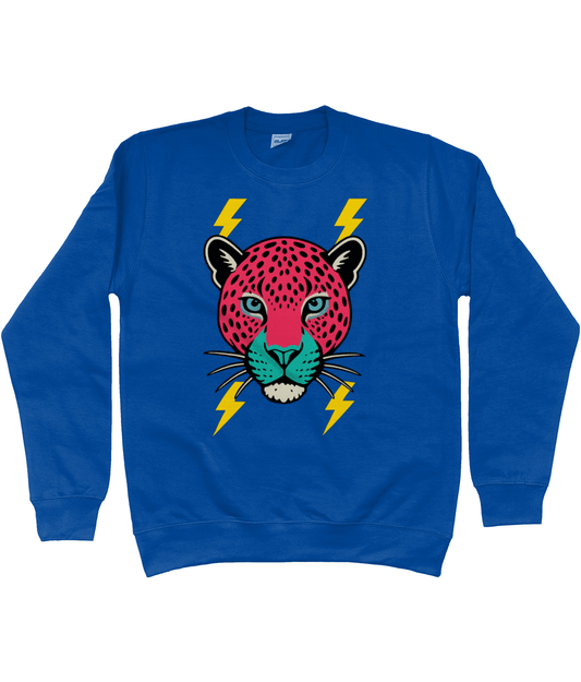 Pink face leopard lightning bolt sweatshirt - Trend Tonic