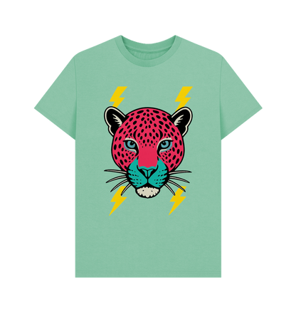 Pink leopard face crew neck t-shirt - Trend Tonic