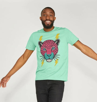 Pink leopard face crew neck t-shirt - Trend Tonic