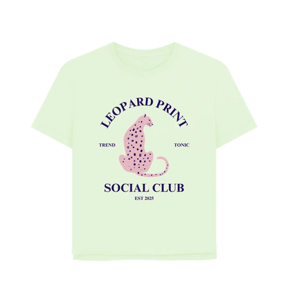 Pink leopard print social club relaxed fit t-shirt - Trend Tonic