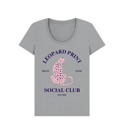 Pink leopard print social club scoop neck t-shirt - Trend Tonic